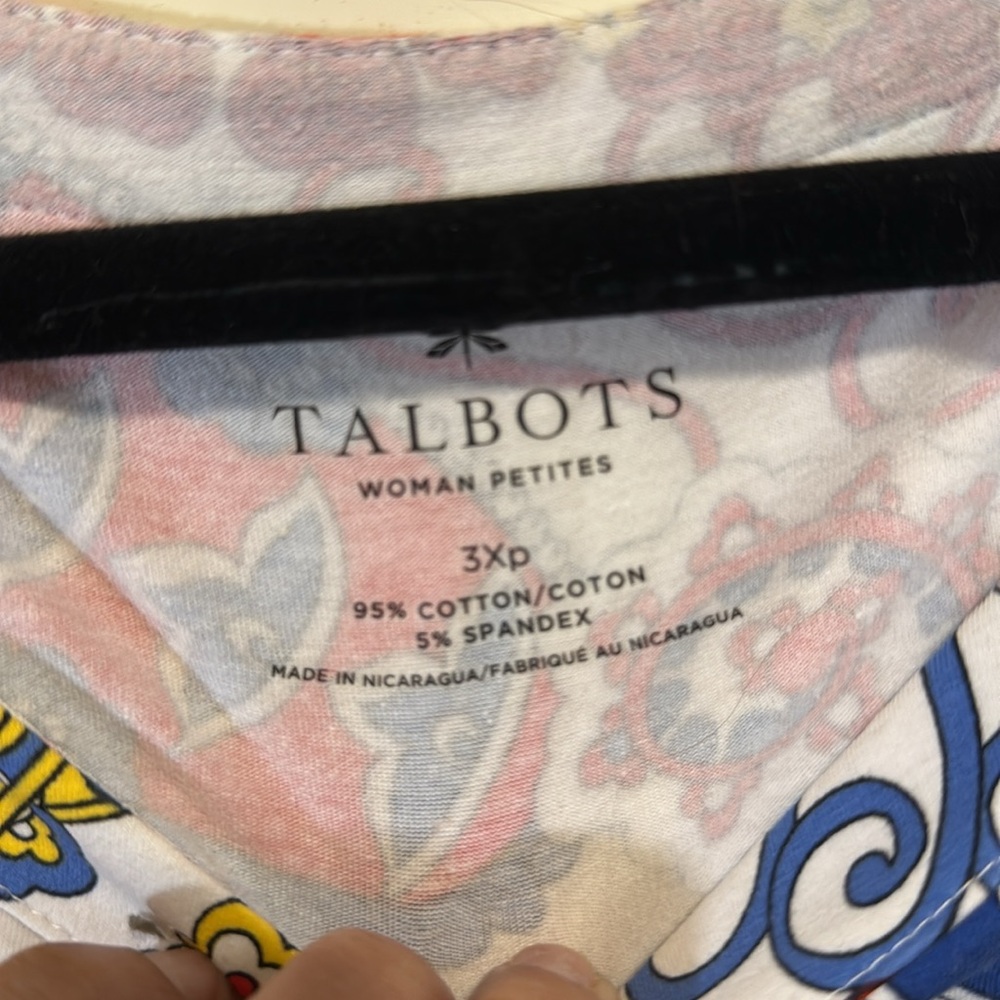 Talbots paisley print scoop neck petite plus size top - Picture 2 of 5